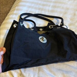 Black shoulder Bag with Silver Accents
